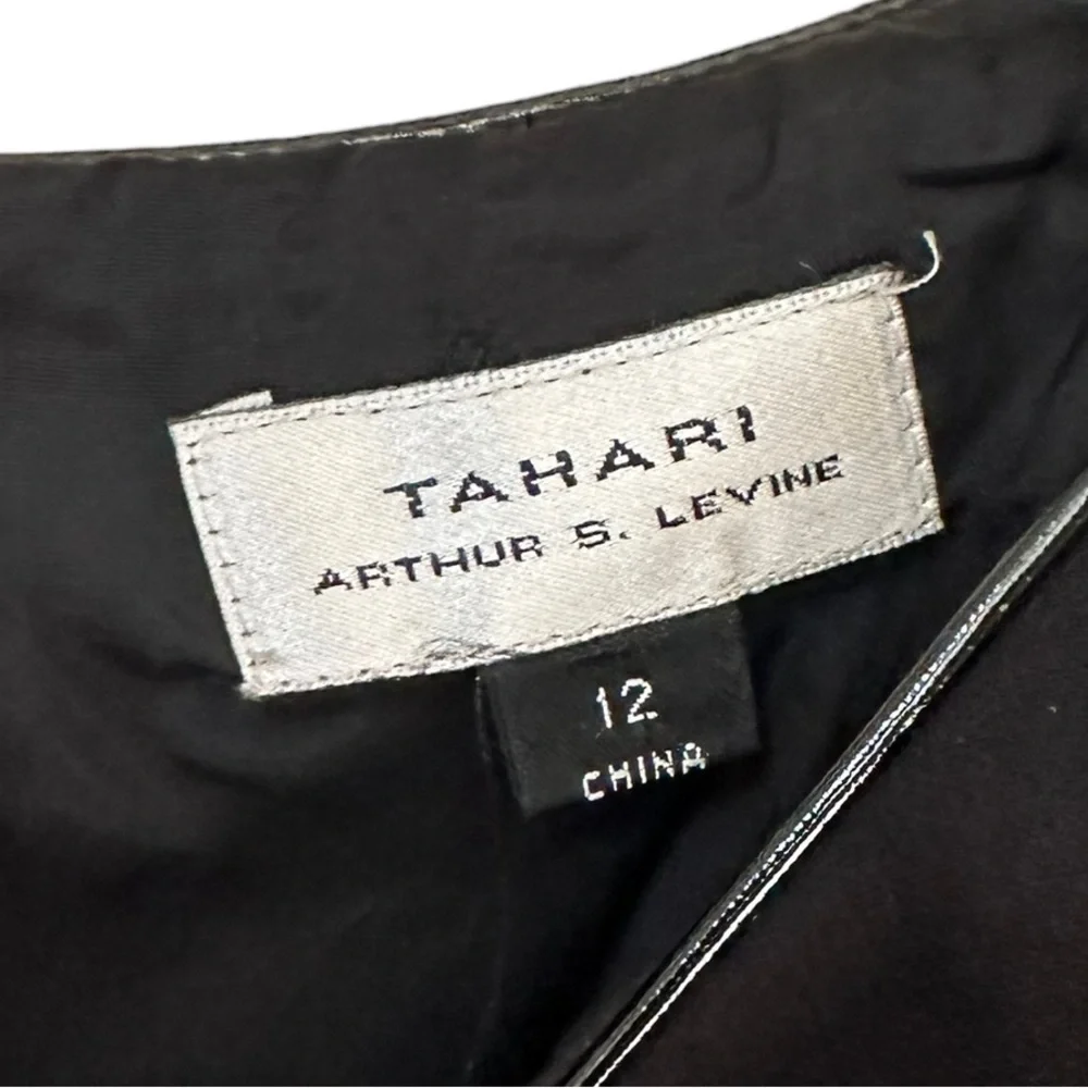 Tahari ASL black pleated front sleeveless dress 12 - Picture 5 of 9